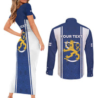 Personalized Finland Suomi Lion Couples Matching Short Sleeve Bodycon Dress and Long Sleeve Button Shirt Pride Of The North - Wonder Print Shop