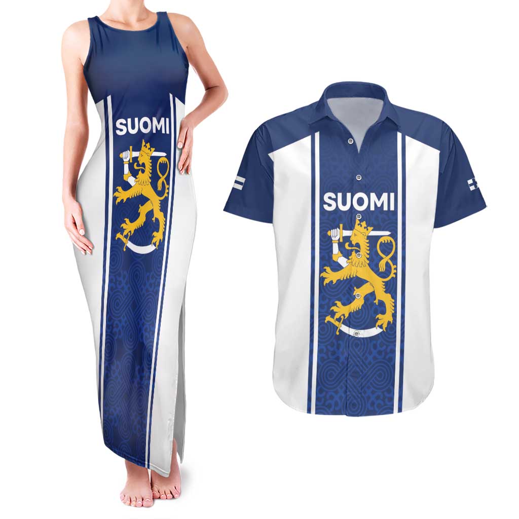 Personalized Finland Suomi Lion Couples Matching Tank Maxi Dress and Hawaiian Shirt Pride Of The North - Wonder Print Shop