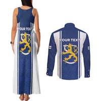 Personalized Finland Suomi Lion Couples Matching Tank Maxi Dress and Long Sleeve Button Shirt Pride Of The North - Wonder Print Shop