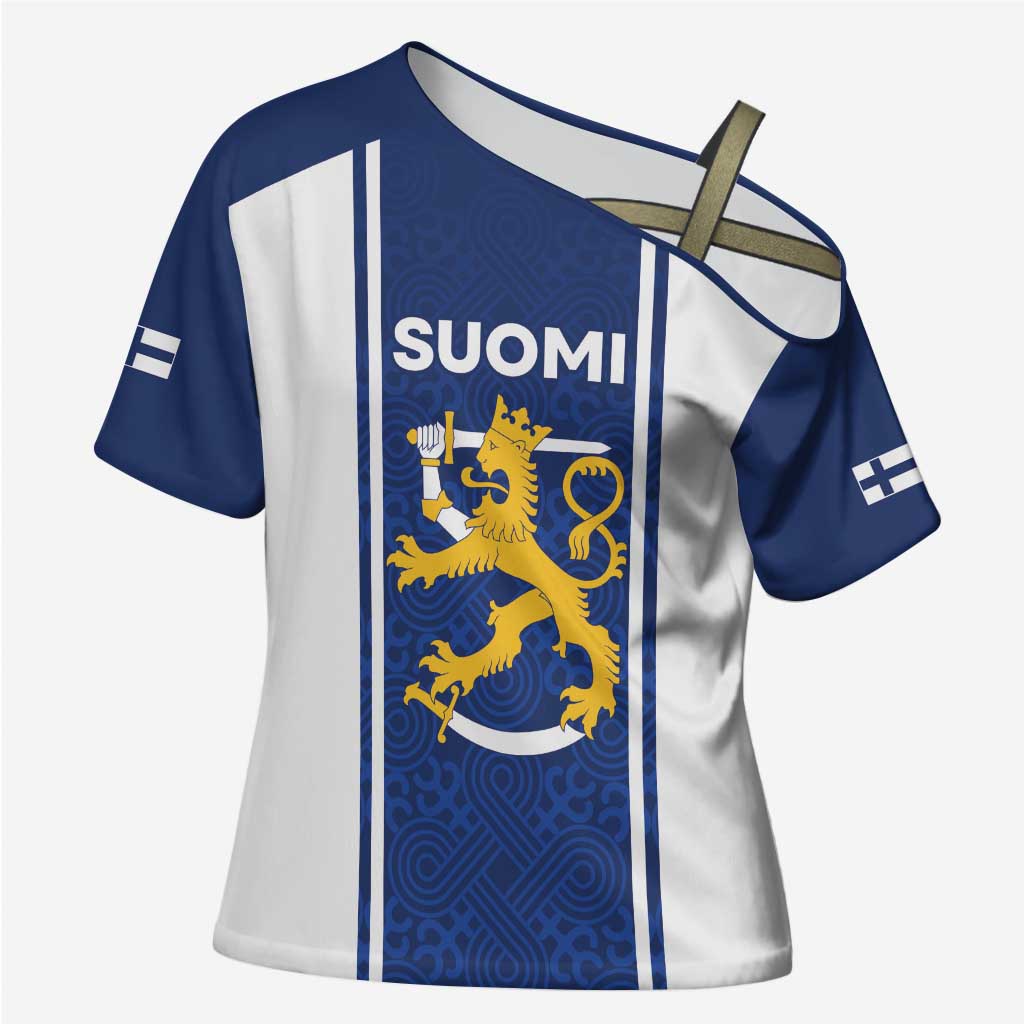 Personalized Finland Suomi Lion Cross Shoulder Shirt Pride Of The North - Wonder Print Shop