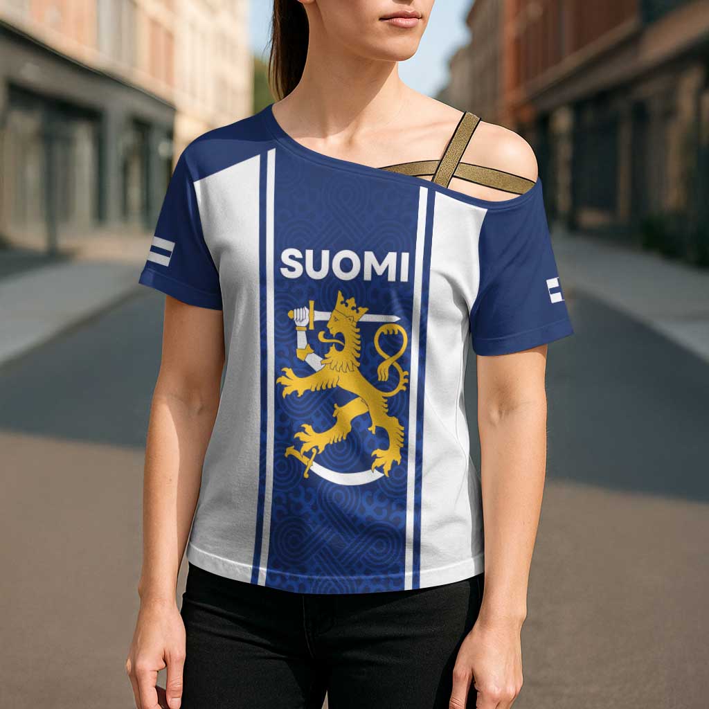 Personalized Finland Suomi Lion Cross Shoulder Shirt Pride Of The North - Wonder Print Shop