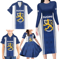 Personalized Finland Suomi Lion Family Matching Long Sleeve Bodycon Dress and Hawaiian Shirt Pride Of The North - Wonder Print Shop
