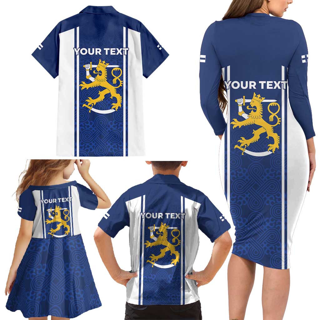 Personalized Finland Suomi Lion Family Matching Long Sleeve Bodycon Dress and Hawaiian Shirt Pride Of The North - Wonder Print Shop