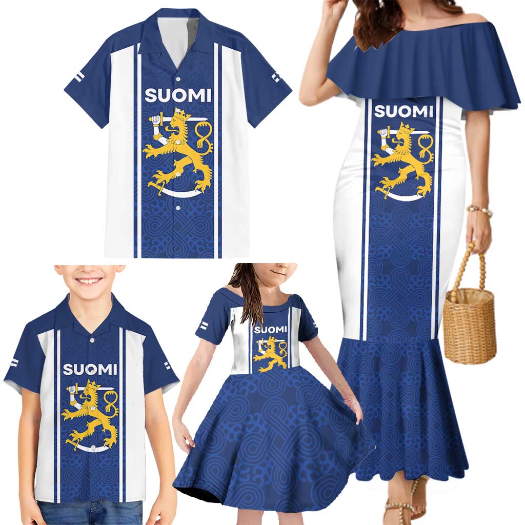 Personalized Finland Suomi Lion Family Matching Mermaid Dress and Hawaiian Shirt Pride Of The North - Wonder Print Shop