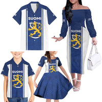 Personalized Finland Suomi Lion Family Matching Off The Shoulder Long Sleeve Dress and Hawaiian Shirt Pride Of The North - Wonder Print Shop
