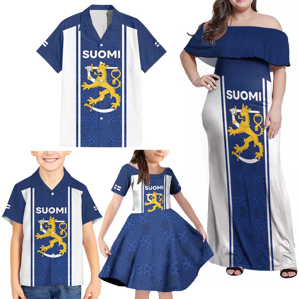 Personalized Finland Suomi Lion Family Matching Off Shoulder Maxi Dress and Hawaiian Shirt Pride Of The North - Wonder Print Shop