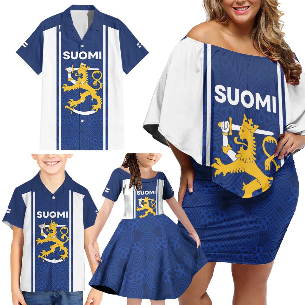 Personalized Finland Suomi Lion Family Matching Off Shoulder Short Dress and Hawaiian Shirt Pride Of The North - Wonder Print Shop