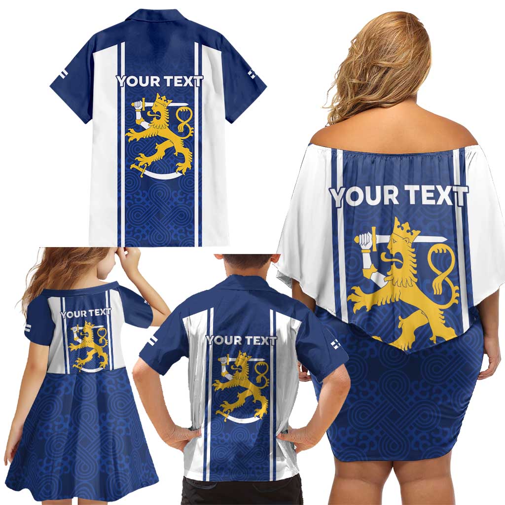 Personalized Finland Suomi Lion Family Matching Off Shoulder Short Dress and Hawaiian Shirt Pride Of The North - Wonder Print Shop