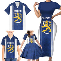 Personalized Finland Suomi Lion Family Matching Short Sleeve Bodycon Dress and Hawaiian Shirt Pride Of The North - Wonder Print Shop