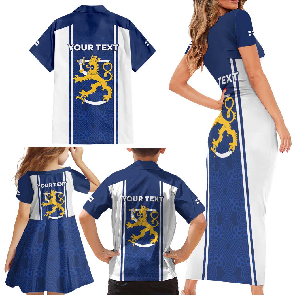 Personalized Finland Suomi Lion Family Matching Short Sleeve Bodycon Dress and Hawaiian Shirt Pride Of The North - Wonder Print Shop