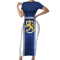 Personalized Finland Suomi Lion Family Matching Short Sleeve Bodycon Dress and Hawaiian Shirt Pride Of The North - Wonder Print Shop