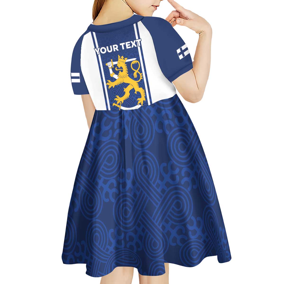 Personalized Finland Suomi Lion Kid Short Sleeve Dress Pride Of The North - Wonder Print Shop