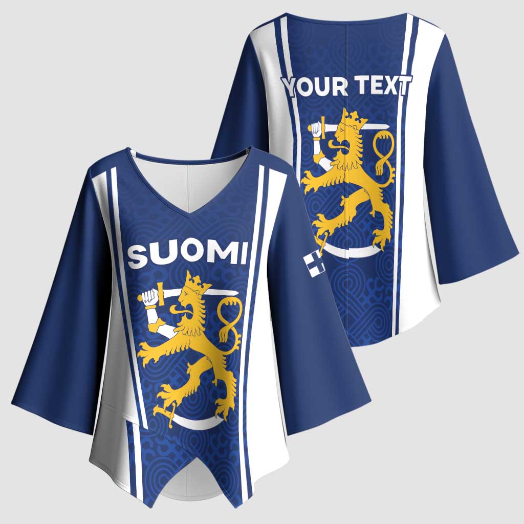 Personalized Finland Suomi Lion Kimono Sleeve Blouse Pride Of The North - Wonder Print Shop