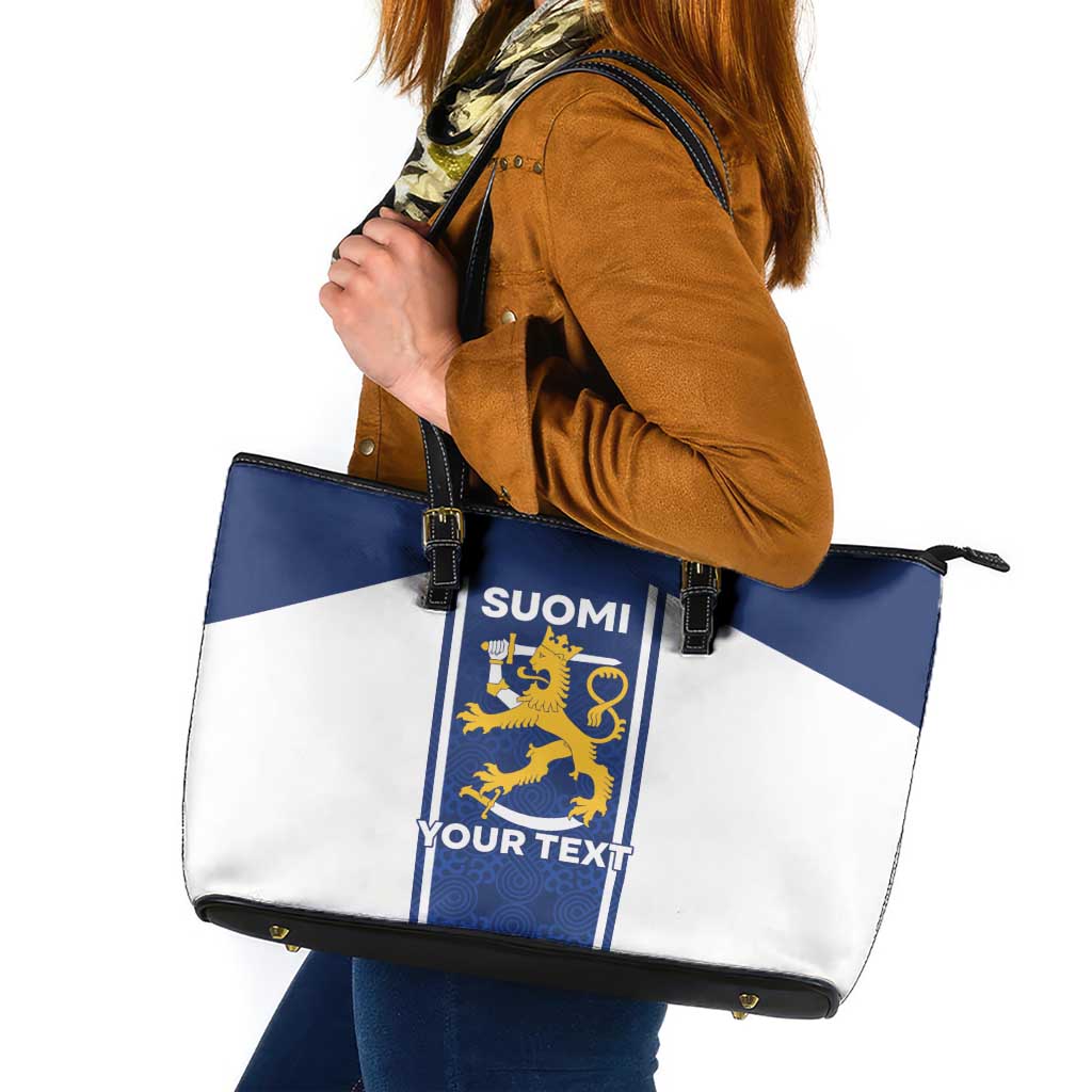 Personalized Finland Suomi Lion Leather Tote Bag Pride Of The North - Wonder Print Shop