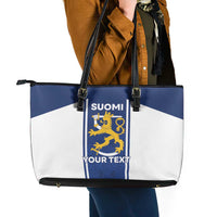 Personalized Finland Suomi Lion Leather Tote Bag Pride Of The North - Wonder Print Shop