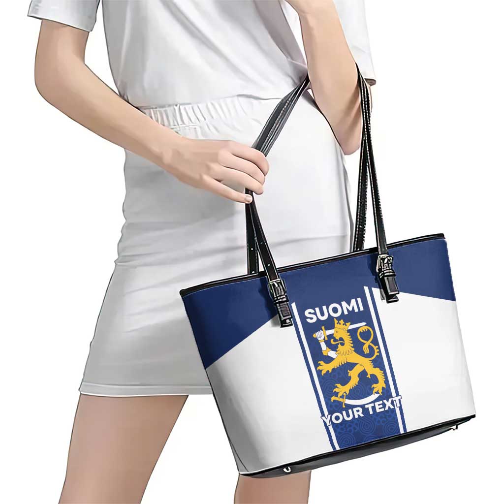 Personalized Finland Suomi Lion Leather Tote Bag Pride Of The North - Wonder Print Shop