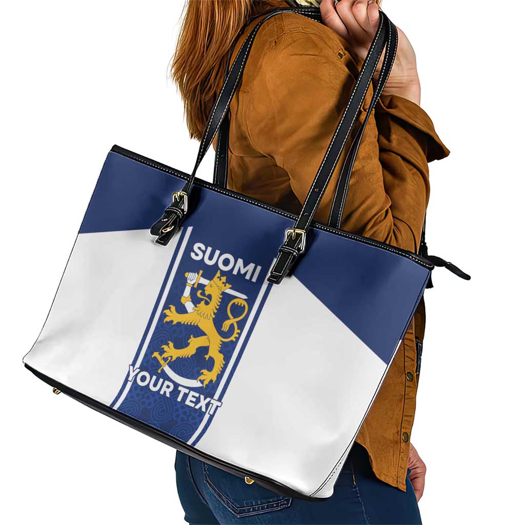Personalized Finland Suomi Lion Leather Tote Bag Pride Of The North - Wonder Print Shop
