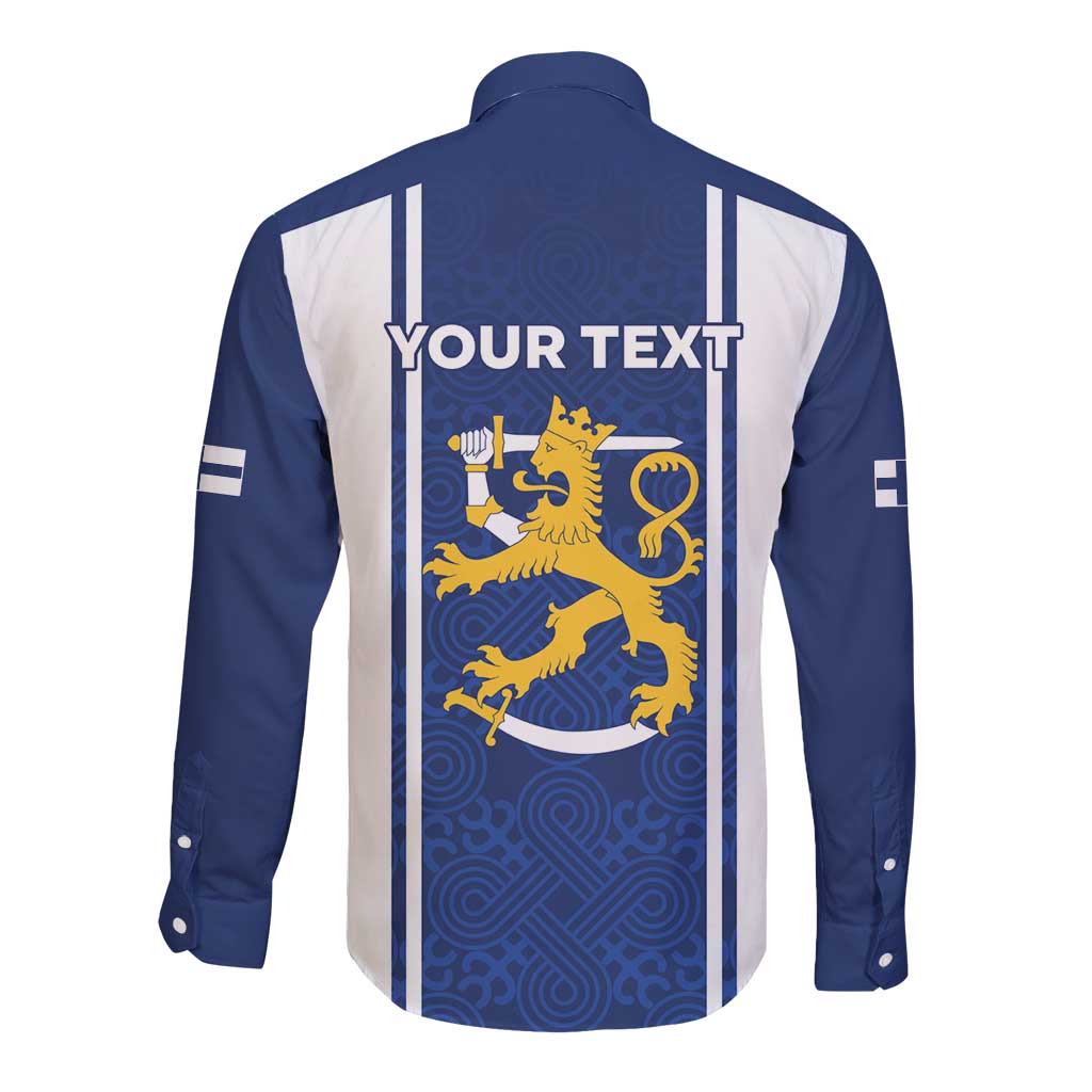 Personalized Finland Suomi Lion Long Sleeve Button Shirt Pride Of The North - Wonder Print Shop