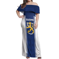 Personalized Finland Suomi Lion Off Shoulder Maxi Dress Pride Of The North - Wonder Print Shop