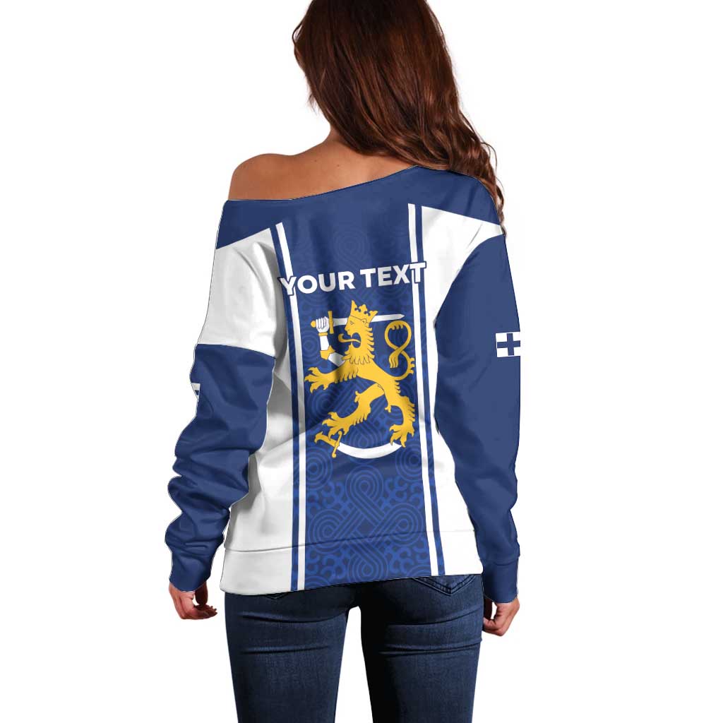 Personalized Finland Suomi Lion Off Shoulder Sweater Pride Of The North - Wonder Print Shop