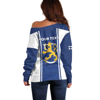 Personalized Finland Suomi Lion Off Shoulder Sweater Pride Of The North - Wonder Print Shop