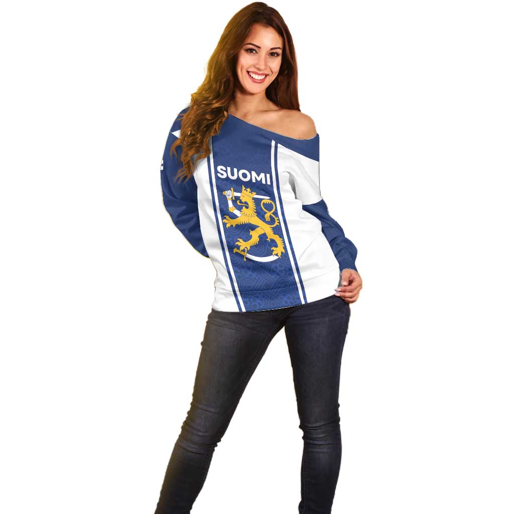 Personalized Finland Suomi Lion Off Shoulder Sweater Pride Of The North - Wonder Print Shop