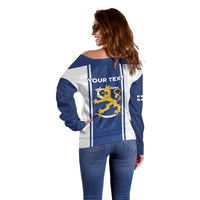 Personalized Finland Suomi Lion Off Shoulder Sweater Pride Of The North - Wonder Print Shop