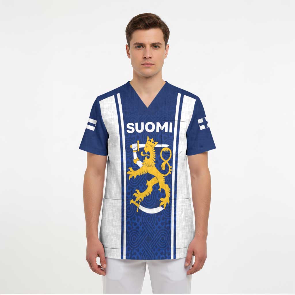 Personalized Finland Suomi Lion Scrub Top Pride Of The North - Wonder Print Shop