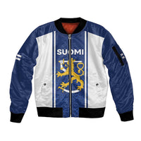 Personalized Finland Suomi Lion Sleeve Zip Bomber Jacket Pride Of The North - Wonder Print Shop