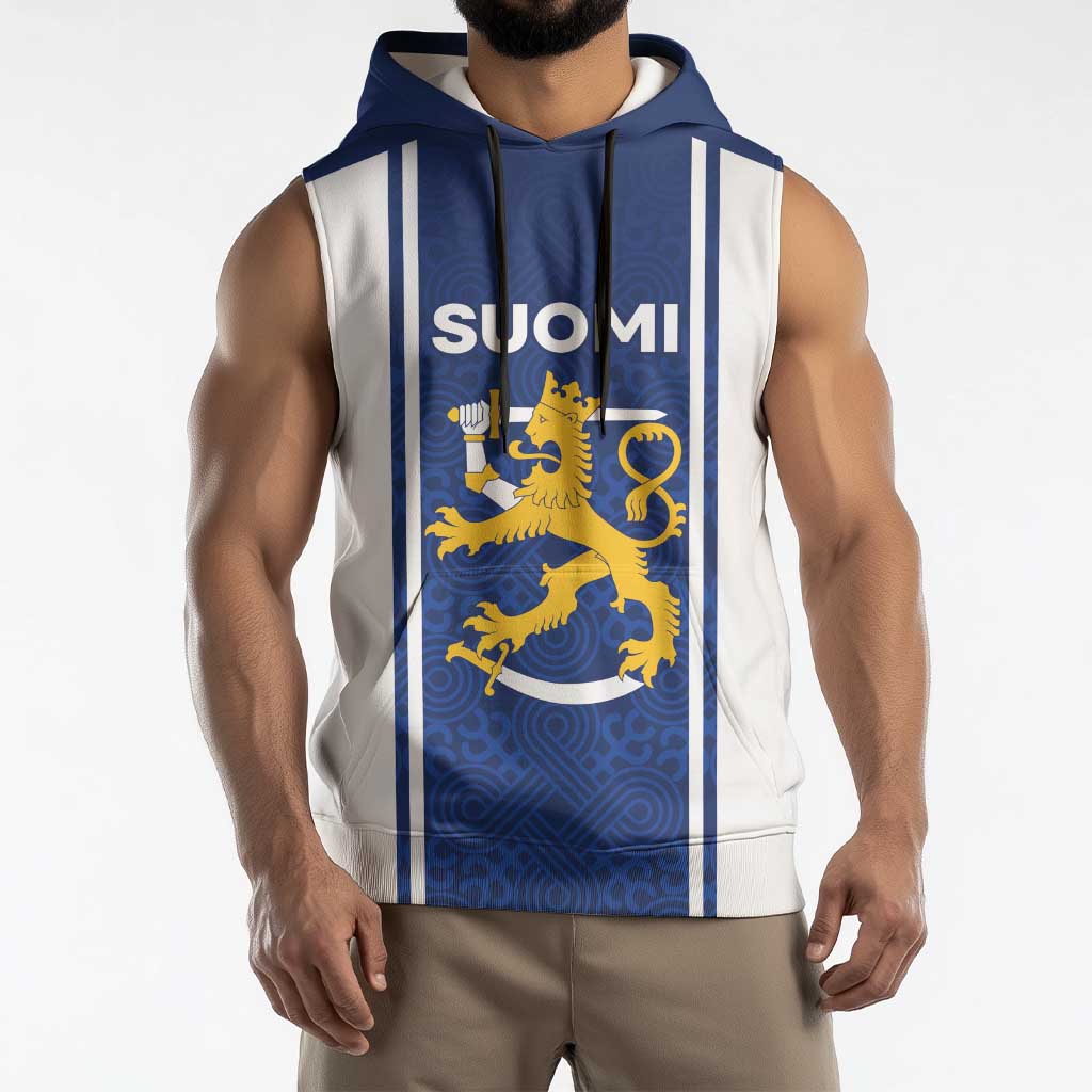Personalized Finland Suomi Lion Sleeveless Hoodie Pride Of The North - Wonder Print Shop