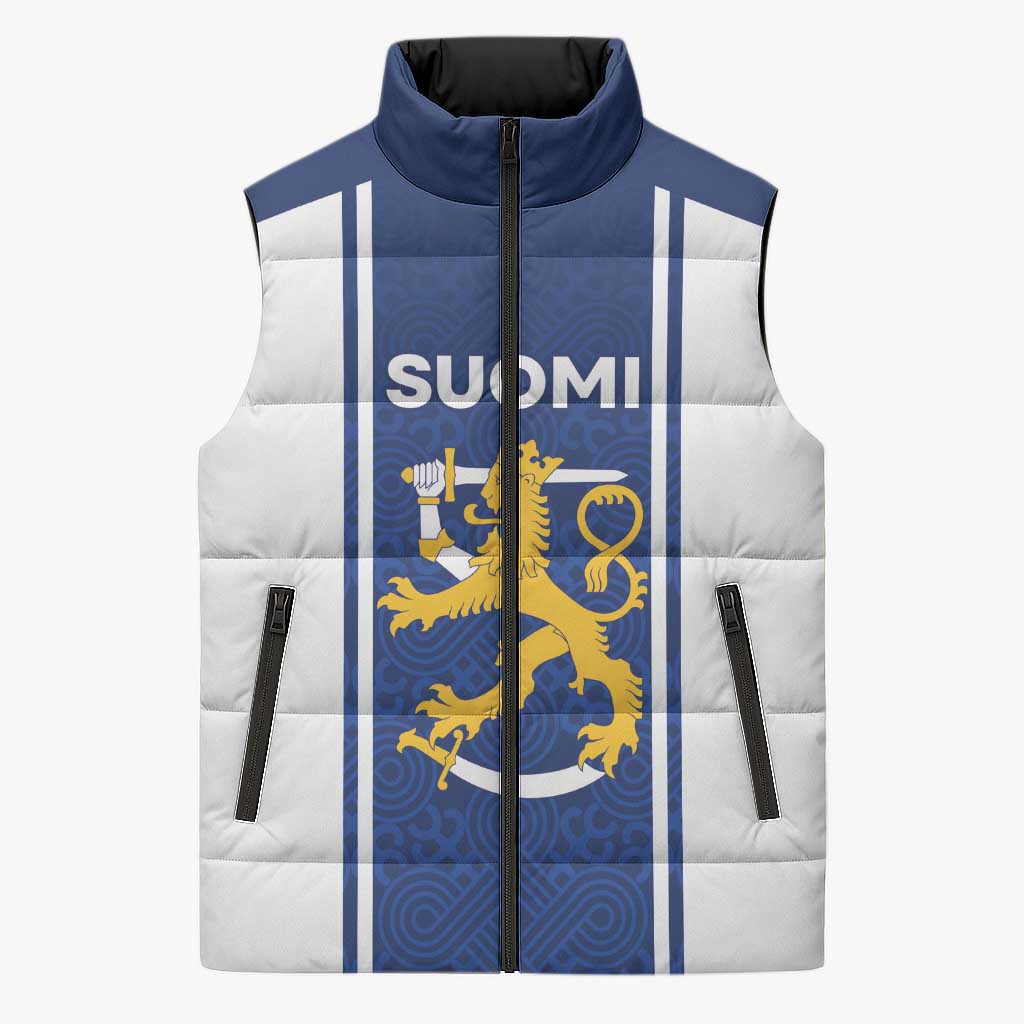 Personalized Finland Suomi Lion Sleeveless Puffer Jacket Pride Of The North - Wonder Print Shop