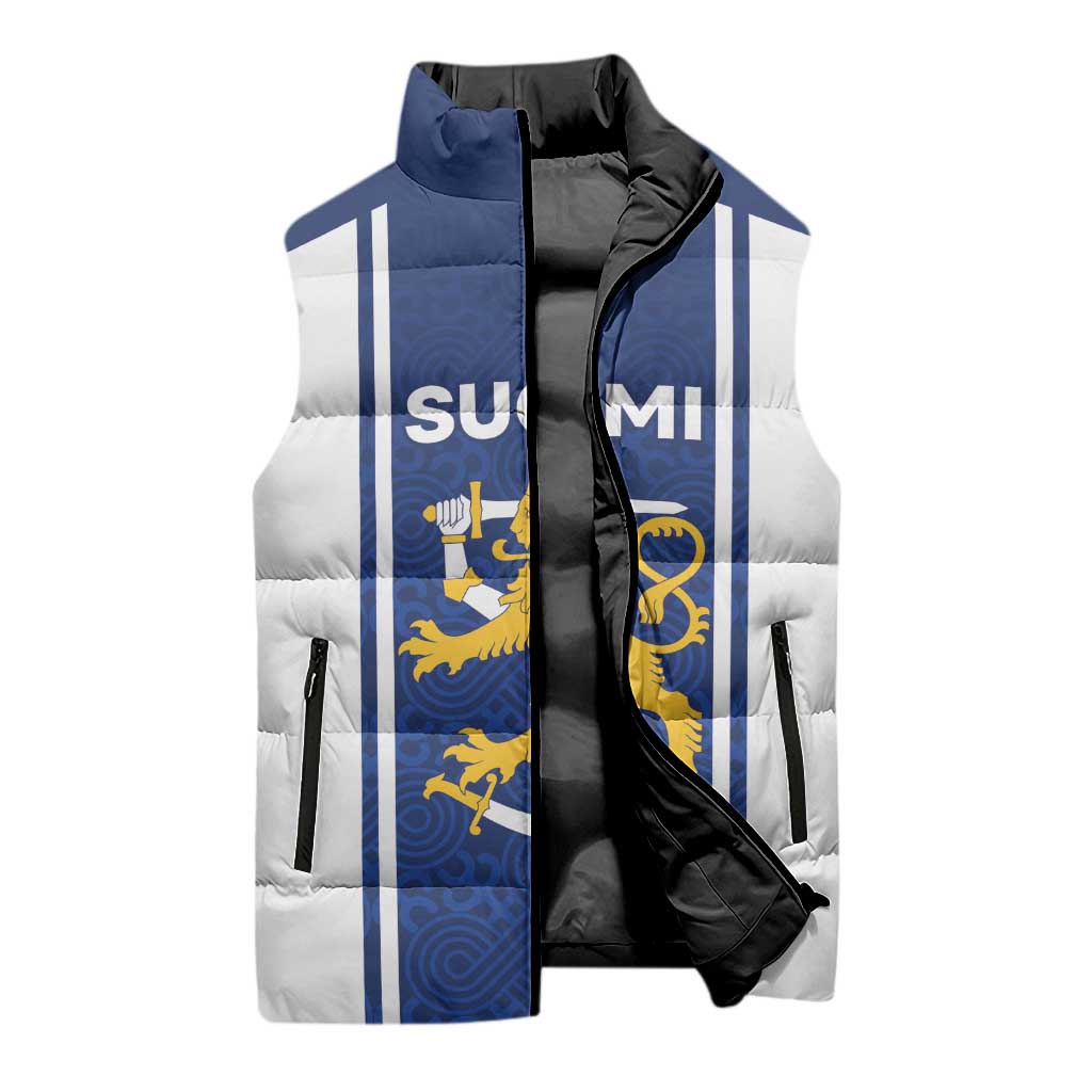 Personalized Finland Suomi Lion Sleeveless Puffer Jacket Pride Of The North - Wonder Print Shop