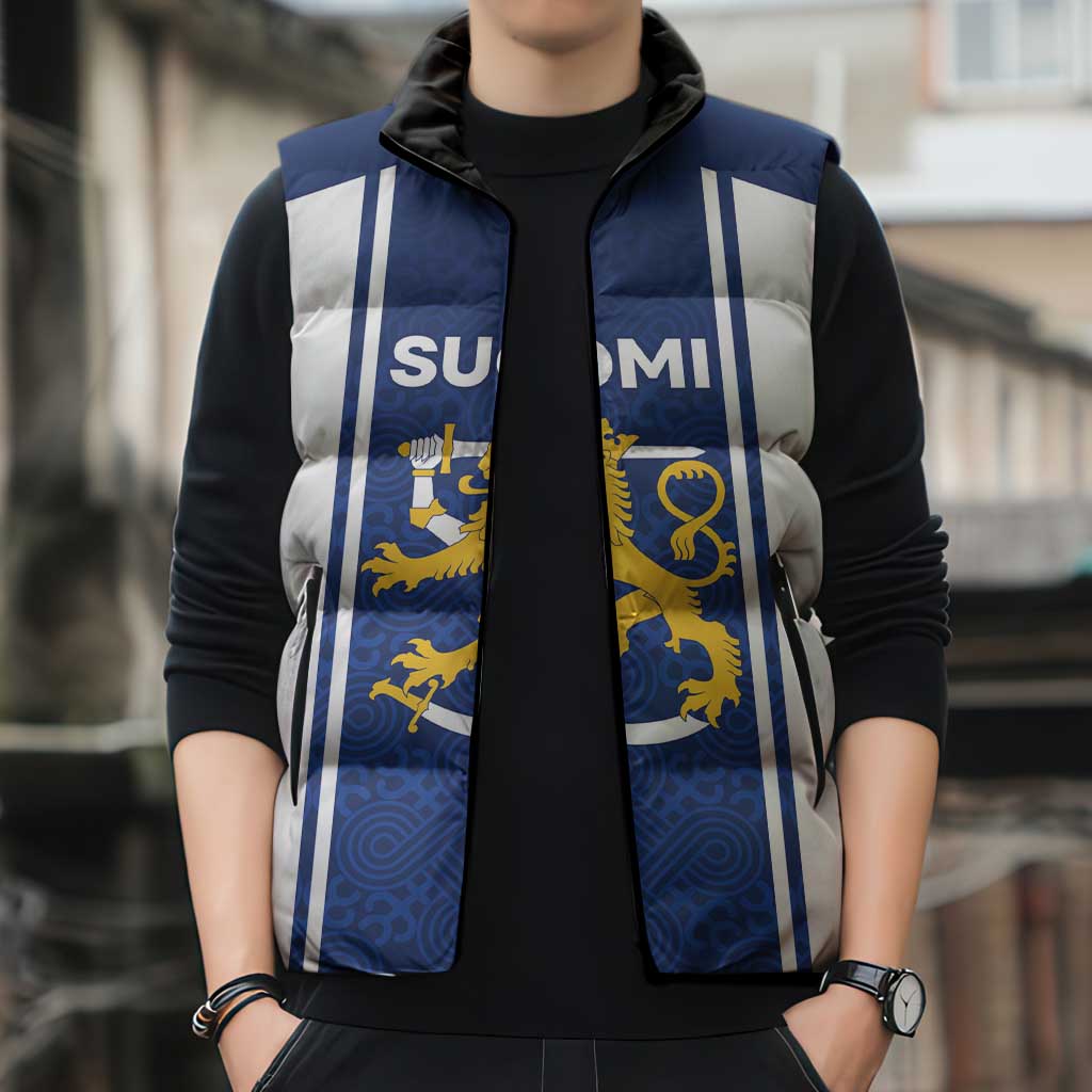 Personalized Finland Suomi Lion Sleeveless Puffer Jacket Pride Of The North - Wonder Print Shop