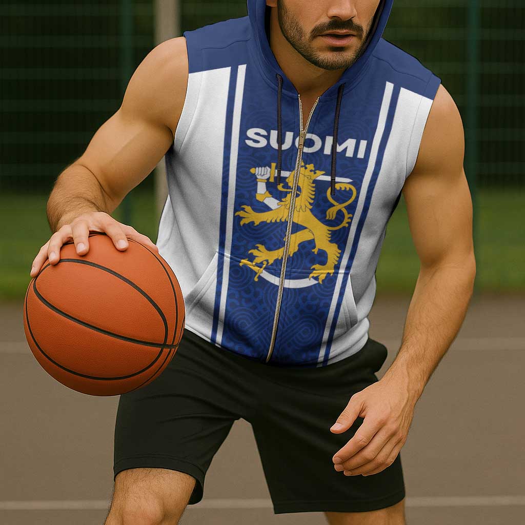Personalized Finland Suomi Lion Sleeveless Zip Hoodie Pride Of The North - Wonder Print Shop