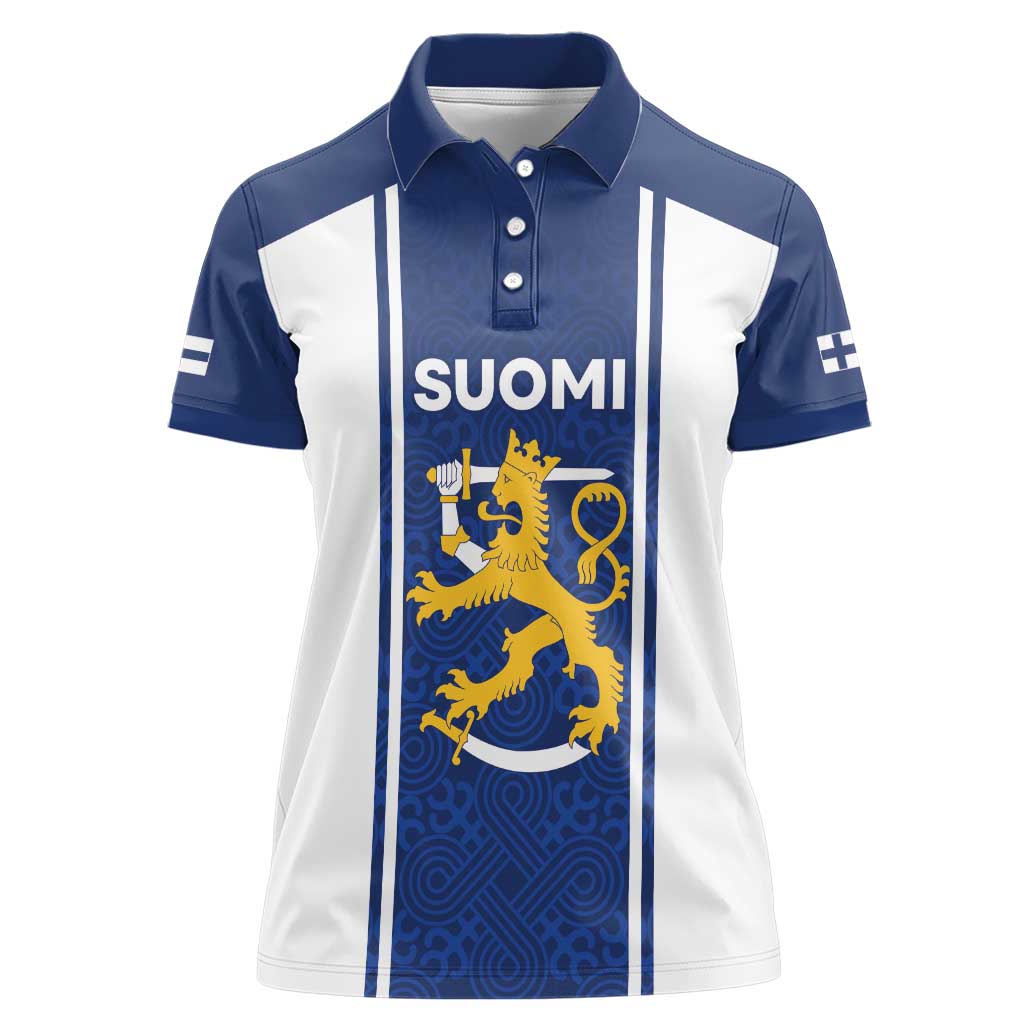 Personalized Finland Suomi Lion Women Polo Shirt Pride Of The North - Wonder Print Shop