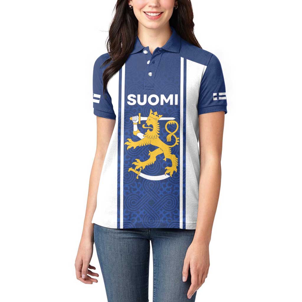 Personalized Finland Suomi Lion Women Polo Shirt Pride Of The North - Wonder Print Shop