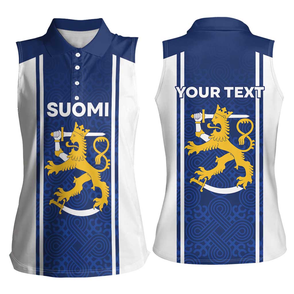 Personalized Finland Suomi Lion Women Sleeveless Polo Shirt Pride Of The North - Wonder Print Shop