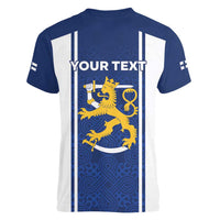 Personalized Finland Suomi Lion Women V-Neck T-Shirt Pride Of The North - Wonder Print Shop