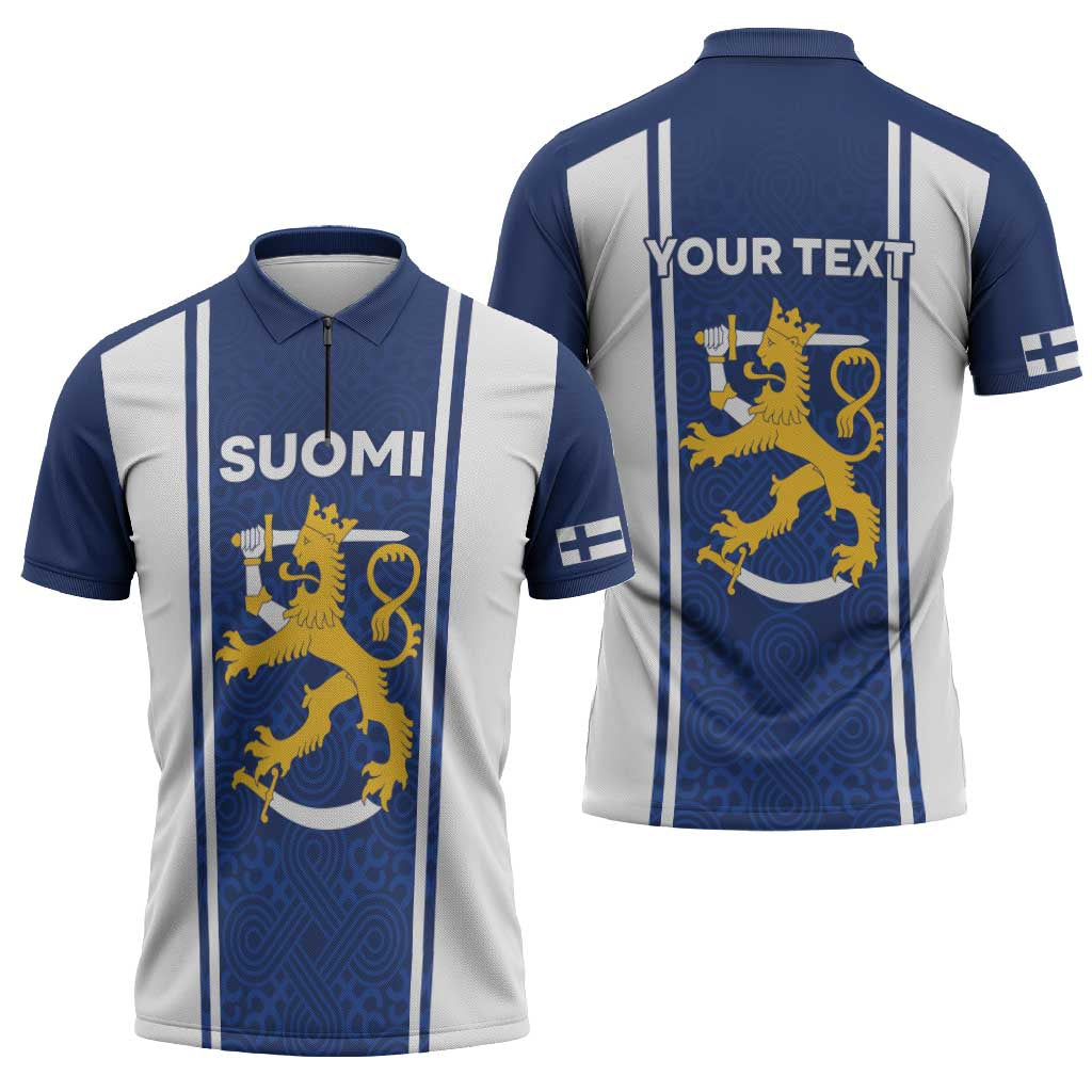 Personalized Finland Suomi Lion Zipper Polo Shirt Pride Of The North - Wonder Print Shop