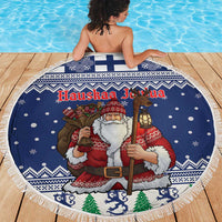 Funny Finland Christmas Beach Blanket Hauskaa Joulua Joulupukki - Wonder Print Shop