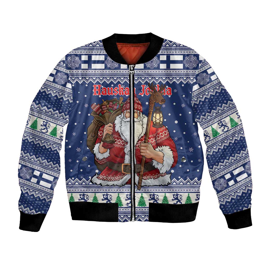Funny Finland Christmas Bomber Jacket Hauskaa Joulua Joulupukki - Wonder Print Shop