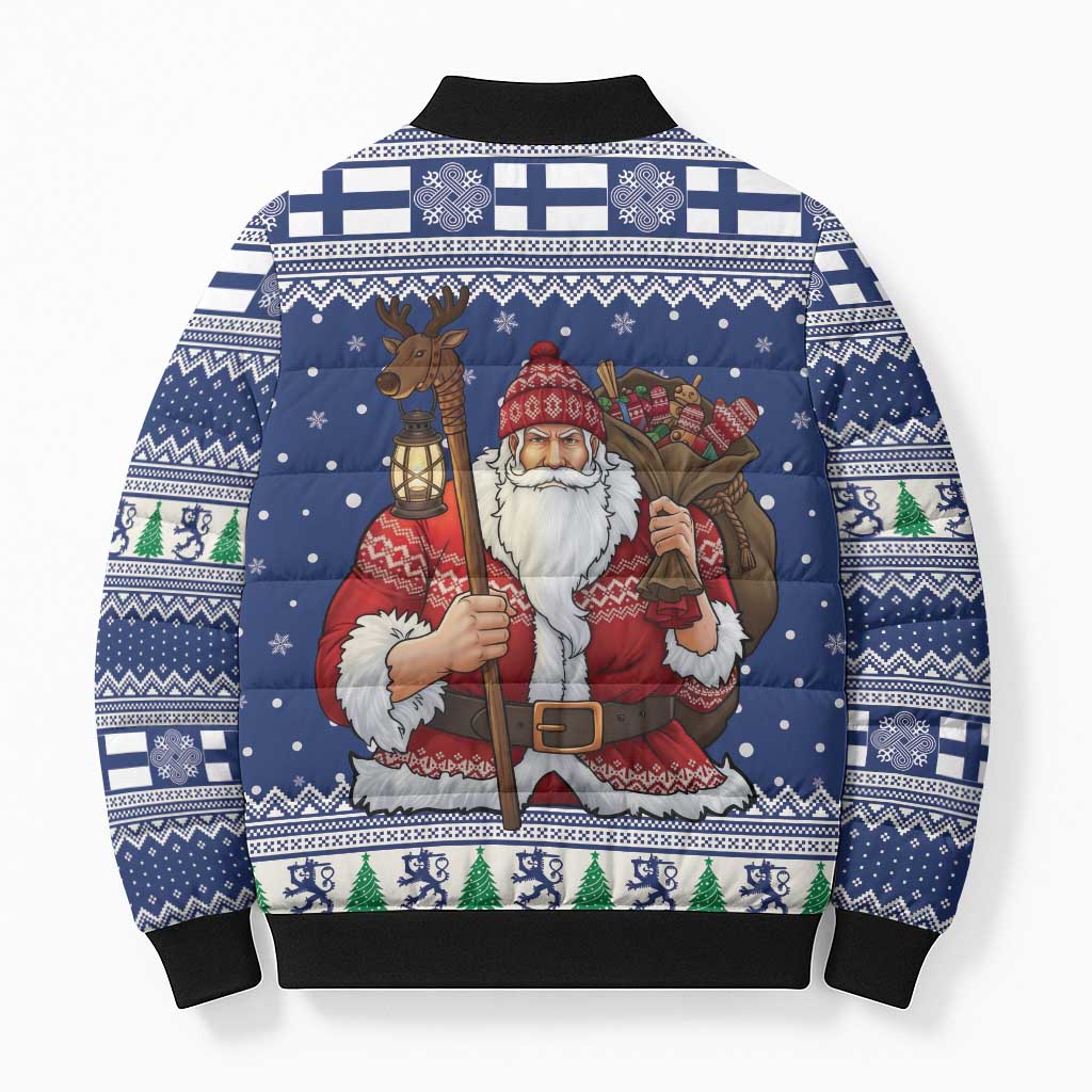 Funny Finland Christmas Bomber Puffer Jacket Hauskaa Joulua Joulupukki - Wonder Print Shop