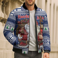 Funny Finland Christmas Bomber Puffer Jacket Hauskaa Joulua Joulupukki - Wonder Print Shop