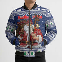 Funny Finland Christmas Bomber Puffer Jacket Hauskaa Joulua Joulupukki - Wonder Print Shop