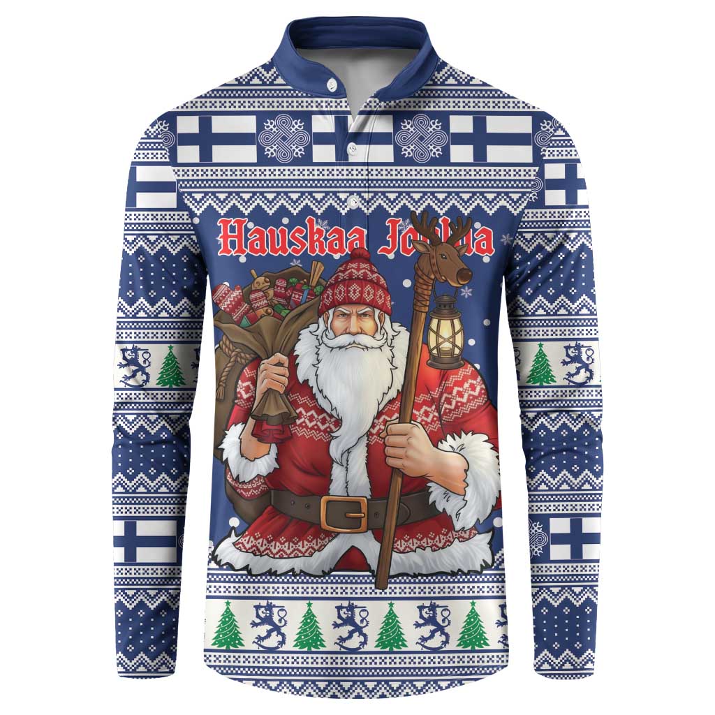 Funny Finland Christmas Button Sweatshirt Hauskaa Joulua Joulupukki - Wonder Print Shop