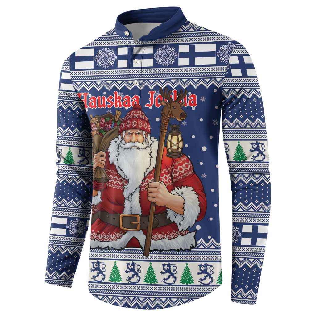 Funny Finland Christmas Button Sweatshirt Hauskaa Joulua Joulupukki - Wonder Print Shop