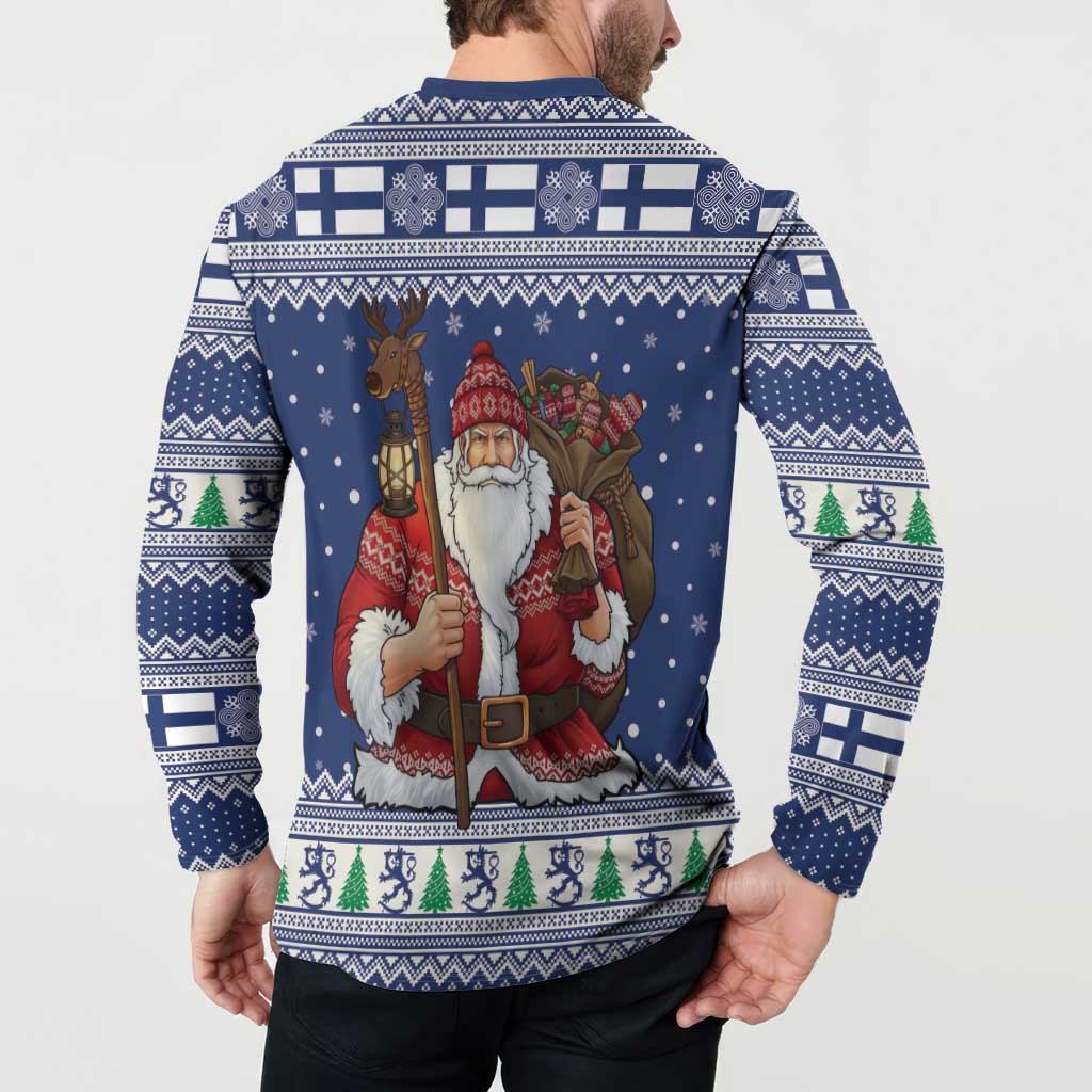 Funny Finland Christmas Button Sweatshirt Hauskaa Joulua Joulupukki - Wonder Print Shop