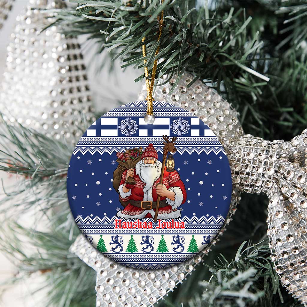 Funny Finland Christmas Ceramic Ornament Hauskaa Joulua Joulupukki - Wonder Print Shop