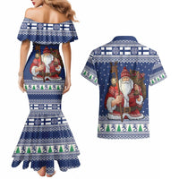 Funny Finland Christmas Couples Matching Mermaid Dress and Hawaiian Shirt Hauskaa Joulua Joulupukki - Wonder Print Shop
