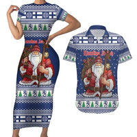 Funny Finland Christmas Couples Matching Short Sleeve Bodycon Dress and Hawaiian Shirt Hauskaa Joulua Joulupukki - Wonder Print Shop